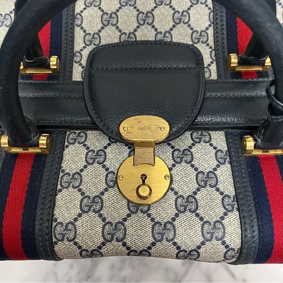 Vintage Gucci | Navy Train Case Luggage Bag - Picture 13 of 17